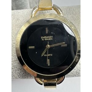 Embassy By Gruen GEM3692L Ladies Watch New Battery 36MM 6.75" Gold Tone H39